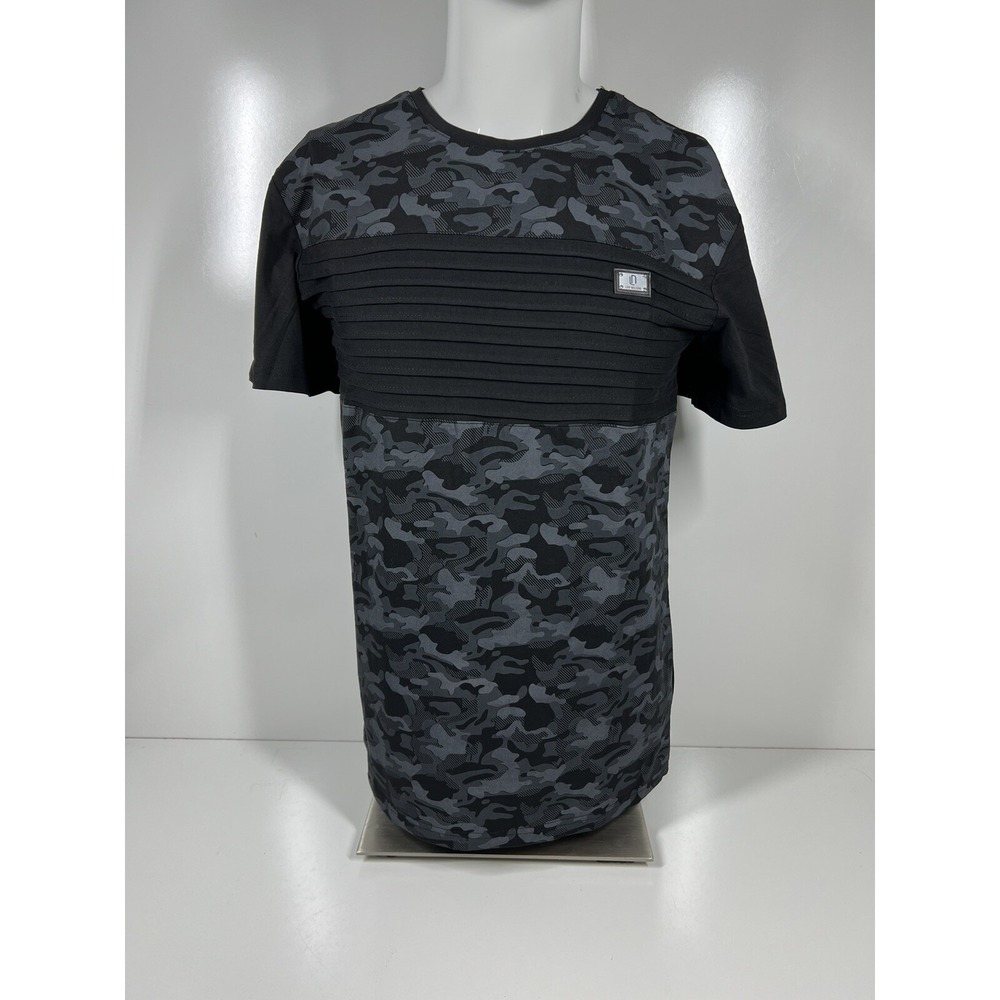 NWT Leif Nelson Black Gray Camo‎ Textured Short Sleeve Shirt LN405 Mens SZ Large